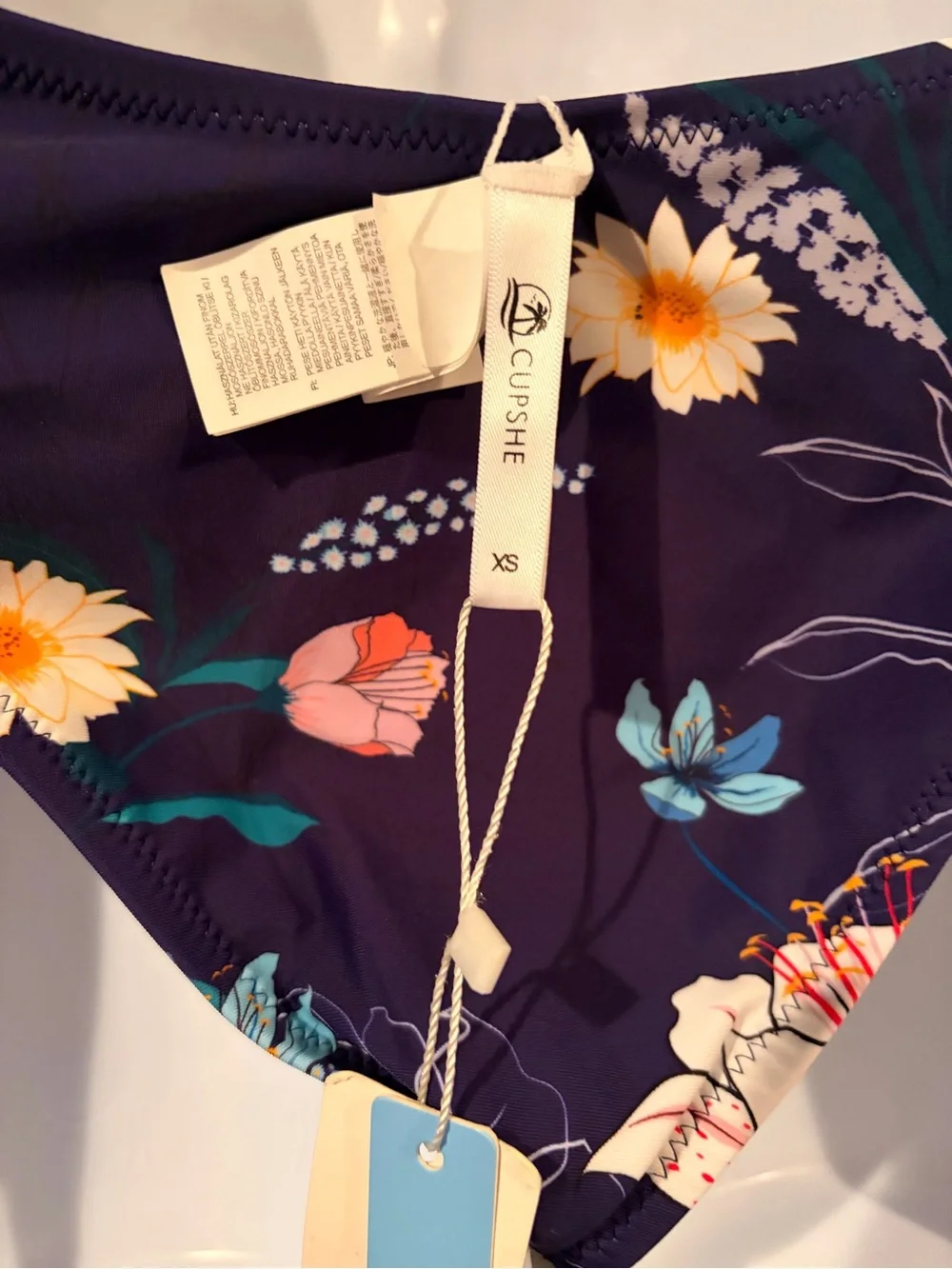 Cupshe Navy Floral Two-Piece Bikini with Pink & Yellow Accents